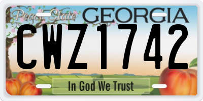 GA license plate CWZ1742