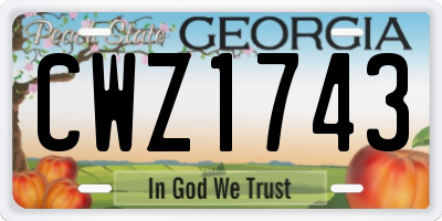 GA license plate CWZ1743