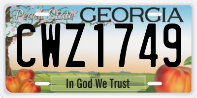 GA license plate CWZ1749