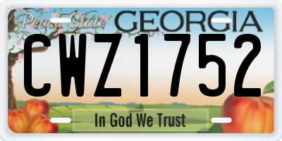 GA license plate CWZ1752