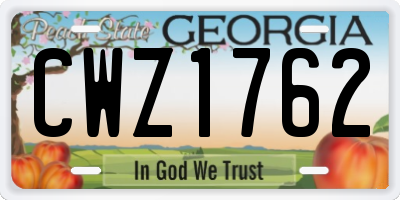 GA license plate CWZ1762
