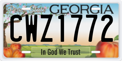 GA license plate CWZ1772