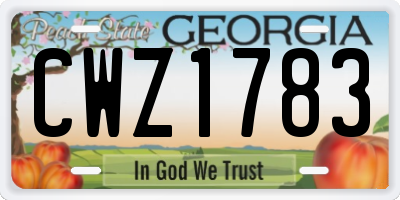 GA license plate CWZ1783