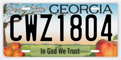GA license plate CWZ1804