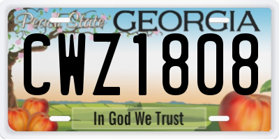 GA license plate CWZ1808
