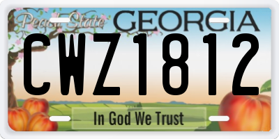 GA license plate CWZ1812