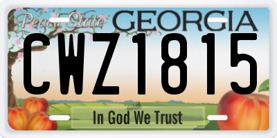 GA license plate CWZ1815