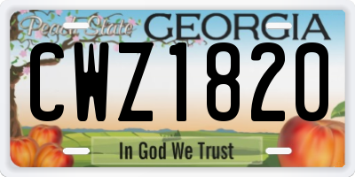 GA license plate CWZ1820