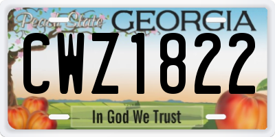GA license plate CWZ1822