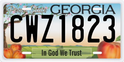 GA license plate CWZ1823