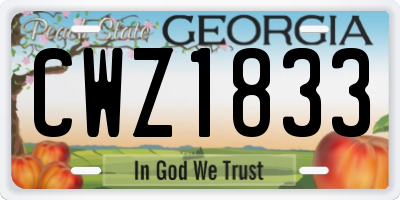 GA license plate CWZ1833