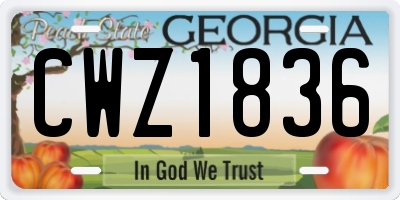 GA license plate CWZ1836