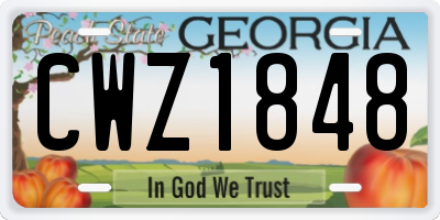 GA license plate CWZ1848