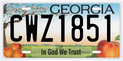 GA license plate CWZ1851