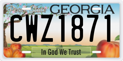 GA license plate CWZ1871