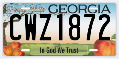 GA license plate CWZ1872