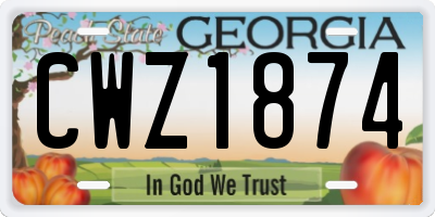 GA license plate CWZ1874