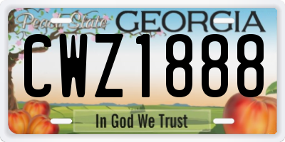 GA license plate CWZ1888
