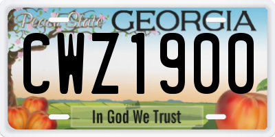 GA license plate CWZ1900