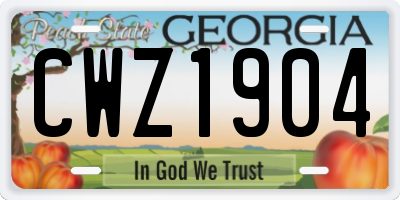 GA license plate CWZ1904