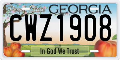 GA license plate CWZ1908