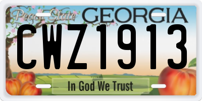 GA license plate CWZ1913
