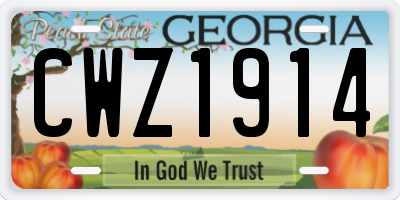 GA license plate CWZ1914