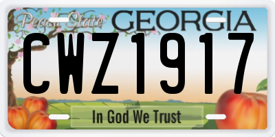 GA license plate CWZ1917