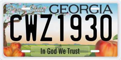 GA license plate CWZ1930