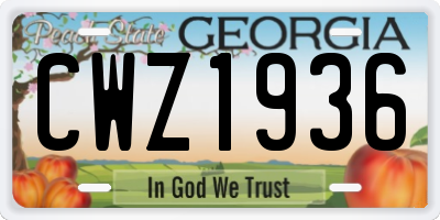 GA license plate CWZ1936