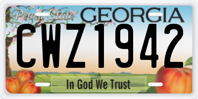GA license plate CWZ1942