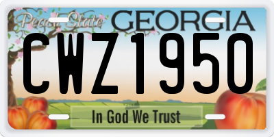 GA license plate CWZ1950