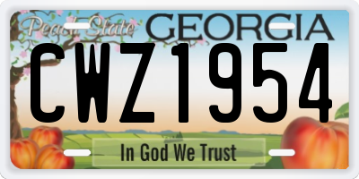 GA license plate CWZ1954