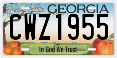 GA license plate CWZ1955