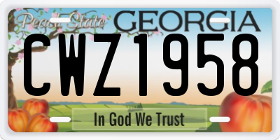 GA license plate CWZ1958