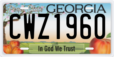 GA license plate CWZ1960