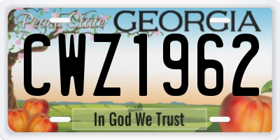 GA license plate CWZ1962