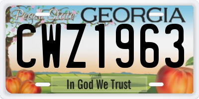 GA license plate CWZ1963