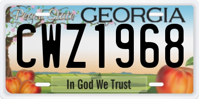 GA license plate CWZ1968