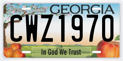 GA license plate CWZ1970