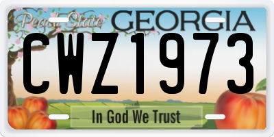 GA license plate CWZ1973