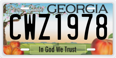 GA license plate CWZ1978