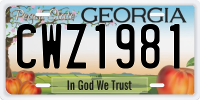 GA license plate CWZ1981