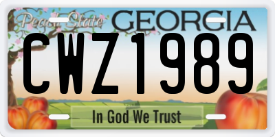 GA license plate CWZ1989