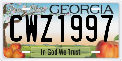 GA license plate CWZ1997