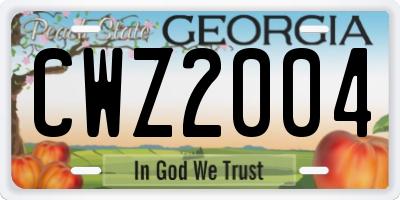 GA license plate CWZ2004