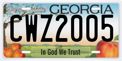 GA license plate CWZ2005