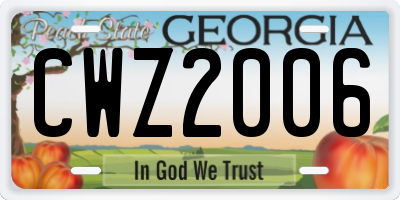 GA license plate CWZ2006