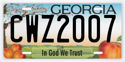 GA license plate CWZ2007