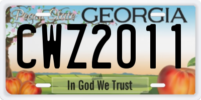 GA license plate CWZ2011